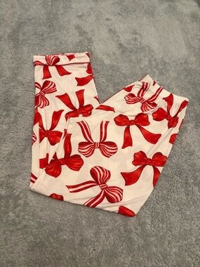 In My Sundays Sunday Best White Lounge Pajama Pants with Red Bow Pattern